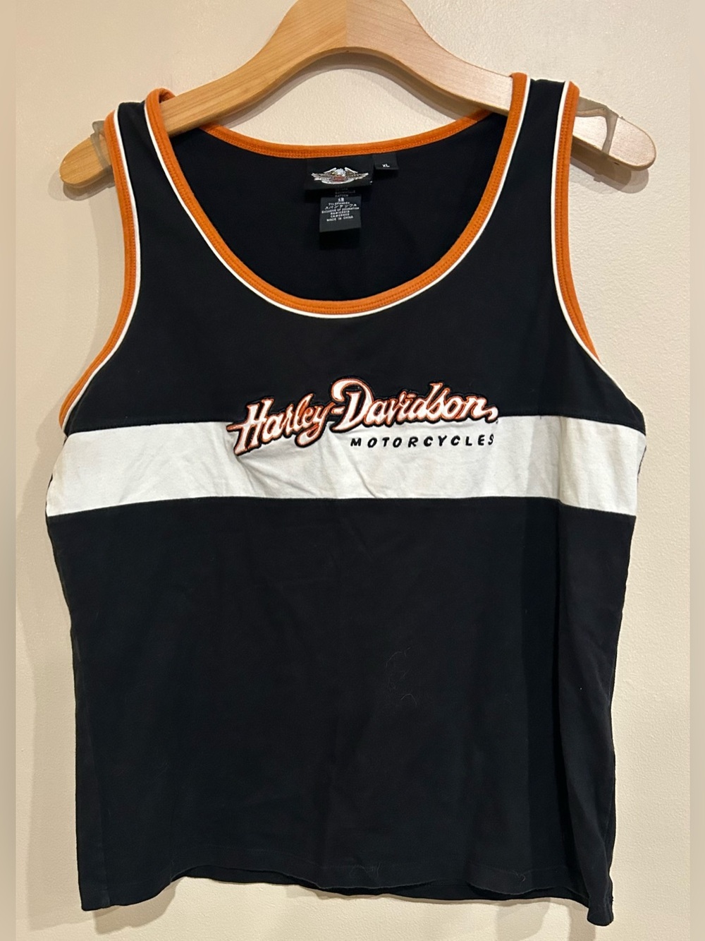 Harley Davidson Motorcycles Embroidered Strip Tank Women’s Size XL Logo Biker